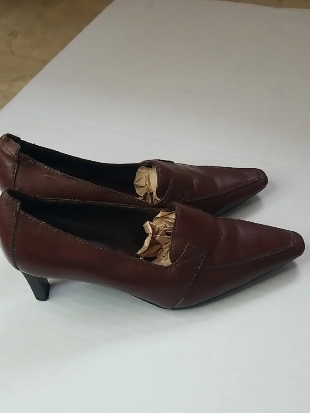 Glamour Brown Pointed-Toe Leather Heels